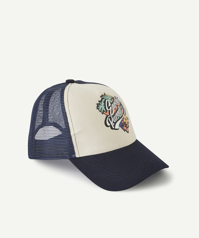 Acessories Sub radius in - NAVY BLUE AND BEIGE CAP WITH A NET AND PALM TREE FLOCKING