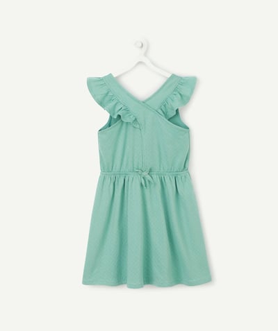 Girl radius - GREEN DRESS IN ORGANIC COTTON WITH FRILLY STRAPS