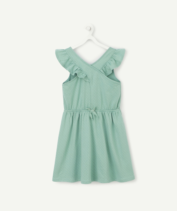 SETS radius - GREEN DRESS IN ORGANIC COTTON WITH FRILLY STRAPS