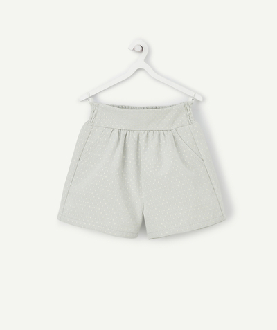 Girl radius - GIRLS' GREEN SHORTS WITH GOLD COLOR TOPSTITCHING