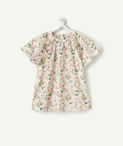 Shirt - polo Tao Categories - BABY GIRLS' SHORT-SLEEVED BLOUSE WITH A FLORAL PRINT