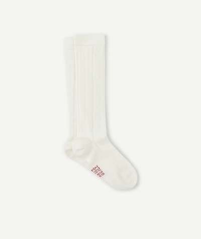 Tights and socks family - GIRLS' LONG SOCKS IN WHITE ORGANIC COTTON