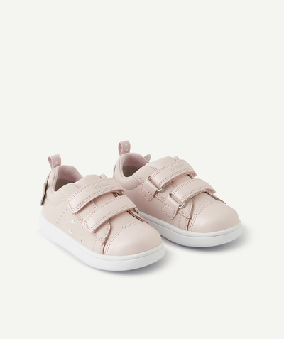 Girl radius - GEOX® - PINK LEATHER TRAINERS WITH SCRATCH FASTENINGS