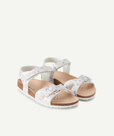 Sandals - Ballerina radius - GEOX® - WHITE SANDALS WITH A FLORAL PRINT