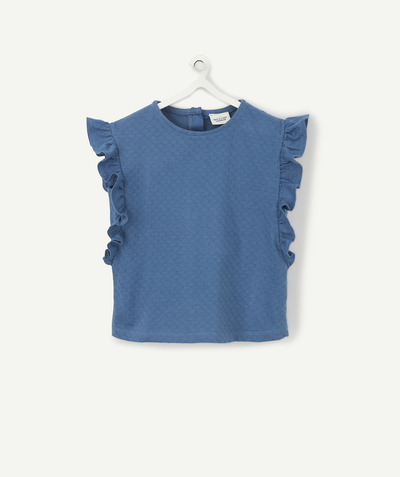 Low prices radius - NAVY BLUE FRILLY T-SHIRT IN ORGANIC COTTON