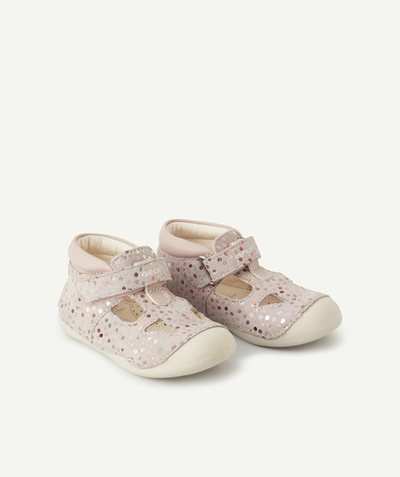 Shoes, booties radius - PINK LEATHER SANDALS WITH COLOURED SPOTS