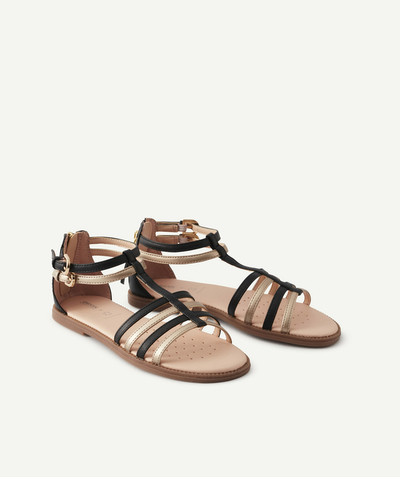 Girl radius - GOLD COLOR AND BLACK SANDALS WITH A ZIP