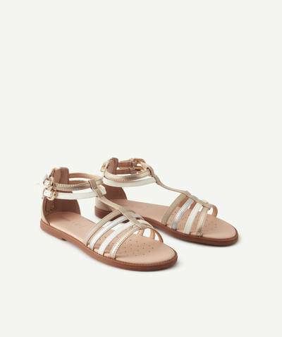 GEOX ® radius - GEOX® - GOLDEN AND WHITE SANDALS WITH A ZIP