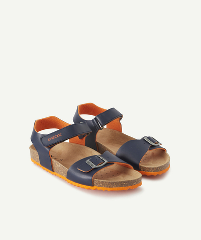 Girl radius - GEOX® - NAVY BLUE SANDALS WITH SCRATCH FASTENINGS AND ORANGE DETAILS
