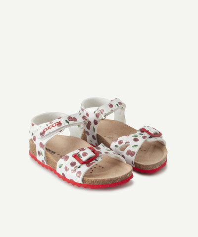 Shoes, booties radius - WHITE SANDALS WITH PRINTED CHERRIES