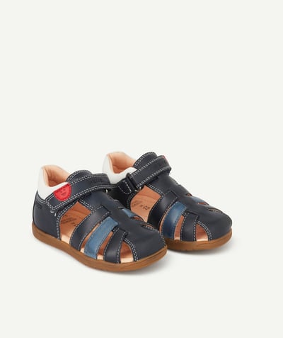 Shoes radius - GEOX® - BABY BOYS' NAVY BLUE LEATHER SANDALS