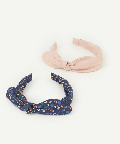 Hair accessories Tao Categories - SET OF TWO GIRLS' PINK AND BLUE HAIR BANDS WITH BOWS