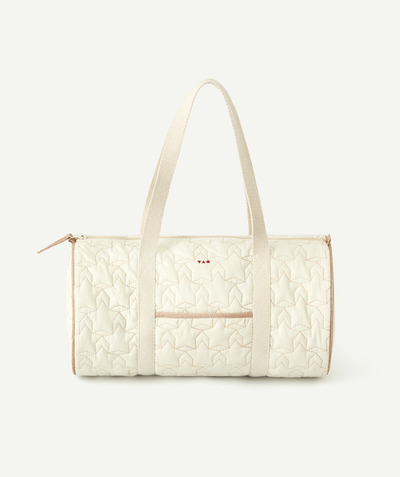 Bag Tao Categories - GIRLS' BOWLING BAG IN CREAM AND SEQUINNED QUILTED COTTON