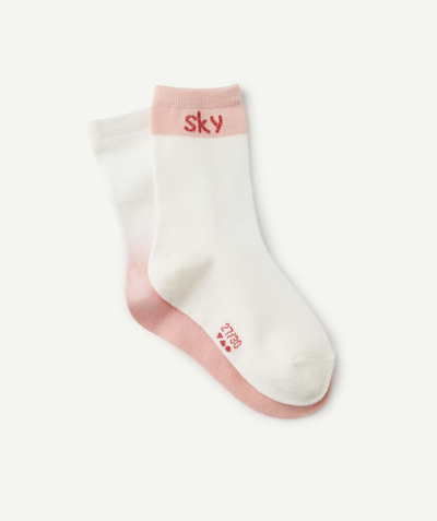 Tights and socks family - PACK OF TWO PAIRS OF GIRLS WHITE AND PINK SOCKS