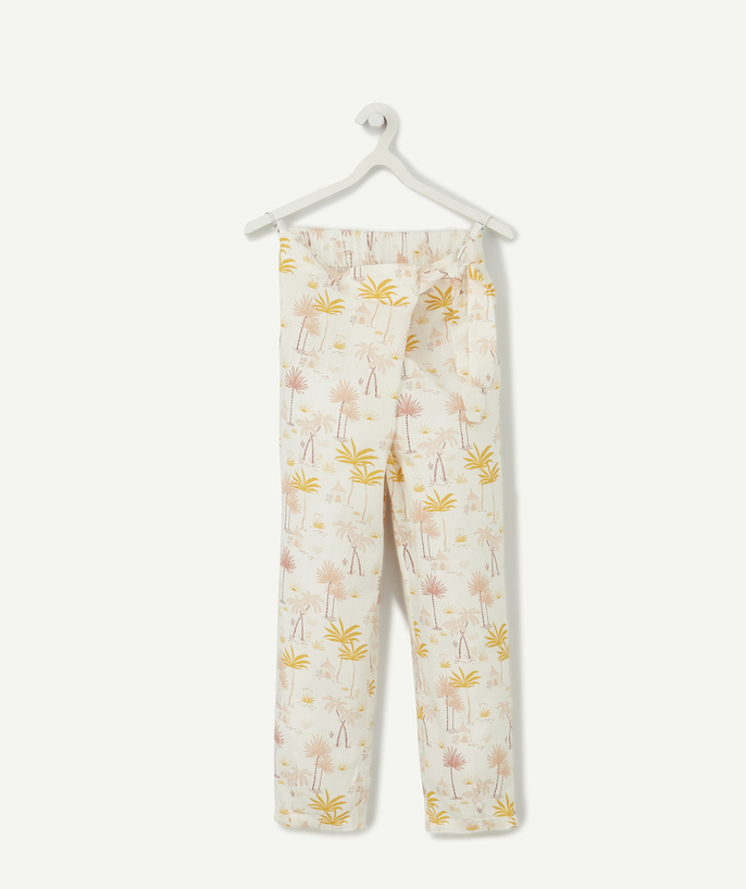 Original Days radius - GIRLS' FLOWING WHITE TROUSERS WITH COLOURFUL SUMMER PRINT