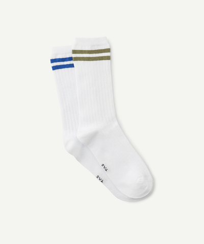New collection Sub radius in - PACK OF TWO PAIRS OF WHITE SOCKS WITH COLOURED BANDS