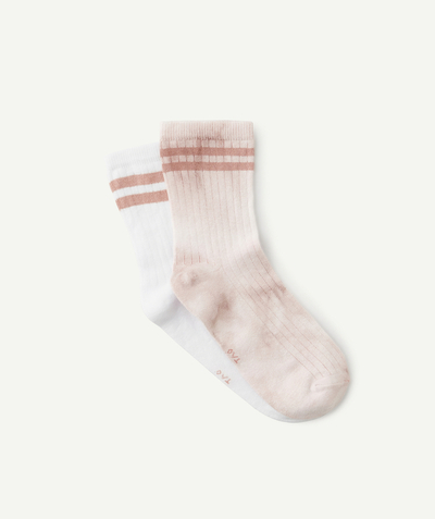 Teen girls' clothing Tao Categories - PACK OF TWO PAIRS OF PINK AND WHITE SOCKS
