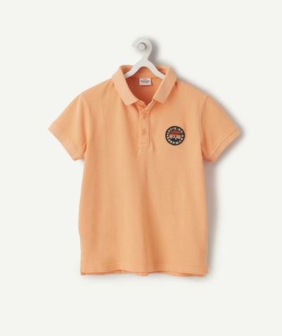 T-shirt  radius - BOYS' CORAL POLO SHIRT IN COTTON WITH A PATCH