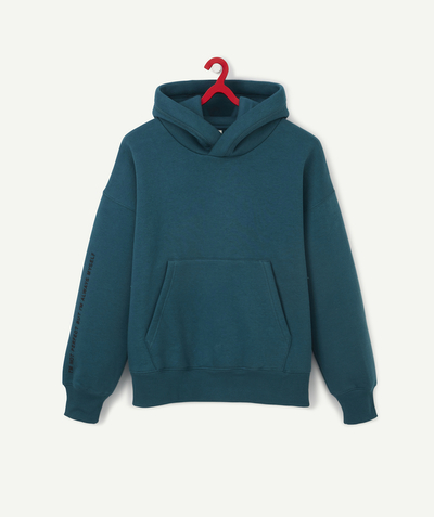 All collection Sub radius in - DARK GREEN HOODED SWEATSHIRT WITH A MESSAGE
