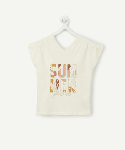 Low prices  radius - CREAM T-SHIRT WITH A PRINTED AND SEQUINNED MESSAGE