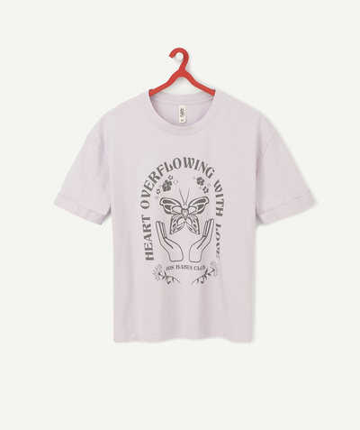 T-shirt Rayon - LE T-SHIRT VIOLET EN COTON BIOLOGIQUE AVEC ANIMATION PAPILLON