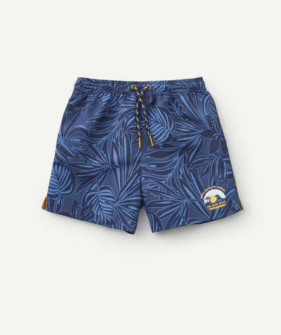 ECODESIGN radius - BOYS' NAVY BLUE SWIM SHORTS IN RECYCLED FIBRES WITH A FLOWER PRINT