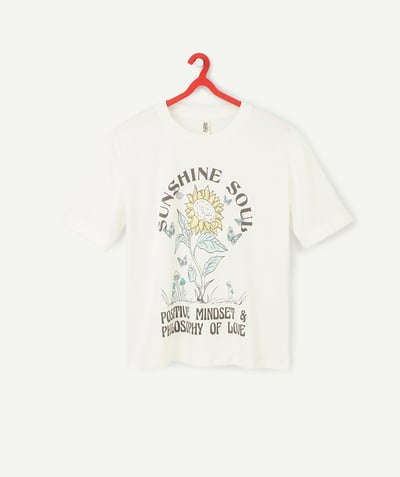 Low prices  radius - WHITE T-SHIRT IN ORGANIC COTTON WITH A FLOWER DESIGN