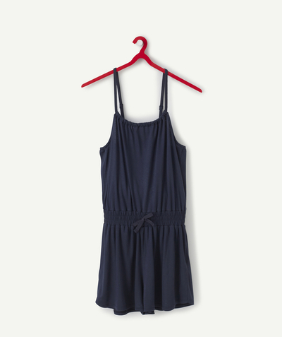 Outlet radius - NAVY BLUE STRAPPY PLAYSUIT IN ECO-FRIENDLY VISCOSE