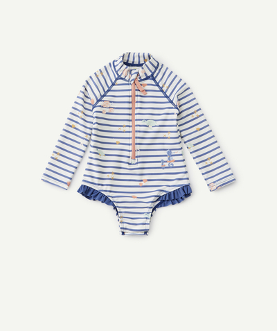 Beach collection radius - BABY GIRLS' STRIPED ANTI-UV JUMPSUIT IN RECYCLED FIBRES