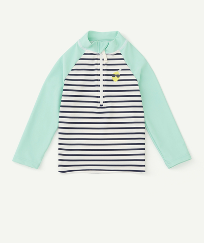 Beach collection radius - BABY BOYS' GREEN AND BLUE STRIPED T-SHIRT