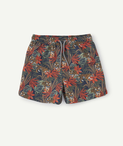 Swimwear family - BOYS' SWIM SHORTS IN RECYCLED FIBRE WITH A TIGER PRINT