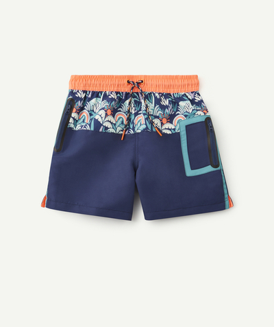Beach collection radius - BOYS' BLUE AND ORANGE SWIM SHORTS IN RECYCLED FIBRES