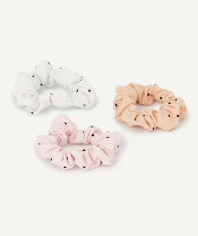 Girl radius - SET OF THREE GIRLS' PINK AND WHITE SPOTTED SCRUNCHIES