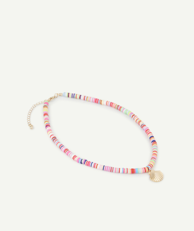 Jewellery Tao Categories - NECKLACE IN COLOURED BEADS WITH A SHELL PENDANT