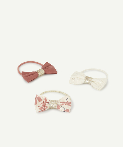 Hair accessories Tao Categories - SET OF THREE HAIR ELASTICS WITH SPARKLING BOWS