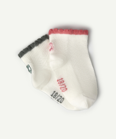 Accessories radius - SET OF TWO PAIRS OF BABY GIRLS' SOCKS IN ORGANIC COTTON WITH FLOWERS