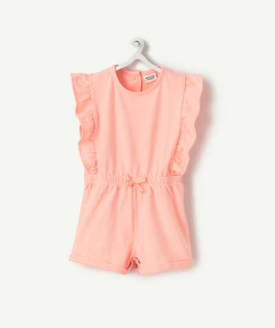 Jumpsuits - Dungarees radius - BABY GIRLS' PINK COTTON PLAYSUIT WITH FRILLS