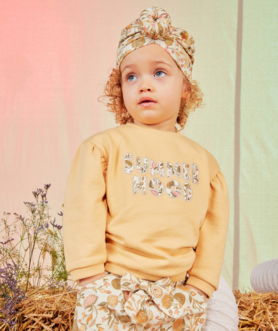Comfy outfits radius - BABY GIRLS' YELLOW SWEATSHIRT IN RECYCLED FIBERS WITH A PRINTED MESSAGE