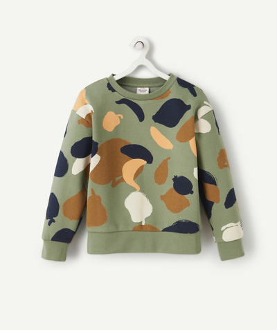 Comfy outfits radius - BOYS' KHAKI SWEATSHIRT WITH COLOURED SHAPES IN RECYCLED FIBRES