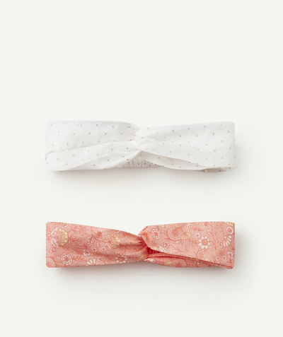 Hair accessories Tao Categories - SET OF TWO BABY GIRLS' HEADBANDS IN PINK AND WHITE