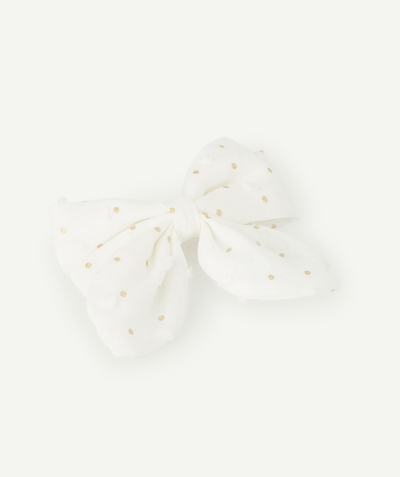 Baby-girl radius - BABY GIRLS' HAIR SLIDE WITH A WHITE BOW AND GOLDEN SPOTS