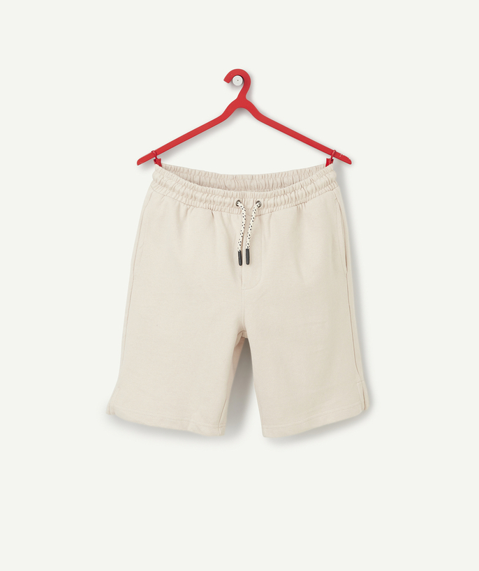 All collection Sub radius in - BOYS' RECYCLED COTTON BERMUDA SHORTS IN LIGHT GREY WITH A MESSAGE