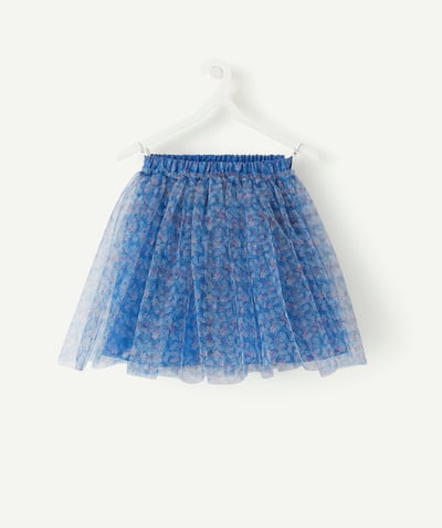 skirt Tao Categories - BLUE SKIRT IN FLOWER-PATTERNED TULLE