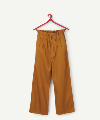 Teen girls' clothing Tao Categories - GIRLS' TROUSERS IN ECO-FRIENDLY OCHRE VISCOSE