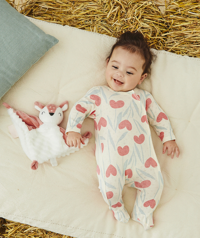 Essentials : 50% off 2nd item* family - CREAM FLORAL PRINT SLEEPSUIT IN ORGANIC COTTON