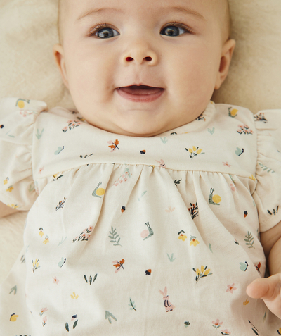 Clothing radius - BABIES' DRESS IN ORGANIC COTTON WITH A FLOWER PRINT