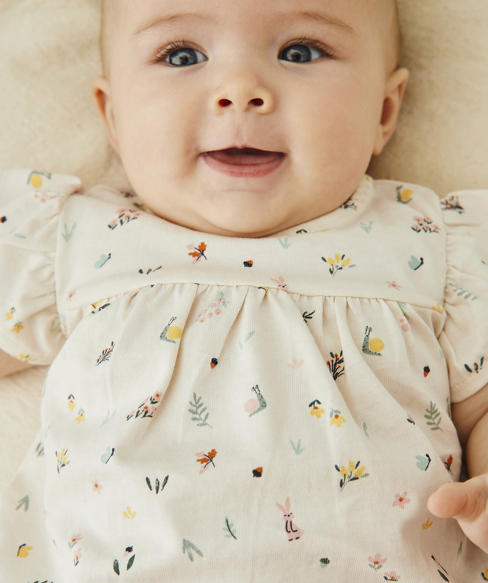 Essentials : 50% off 2nd item* family - BABIES' DRESS IN ORGANIC COTTON WITH A FLOWER PRINT