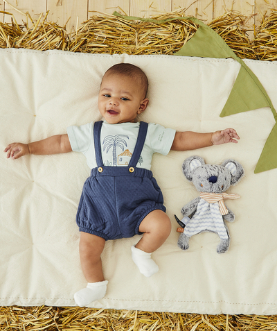 Baby-boy radius - BABIES' BLUE BERMUDA SHORTS WITH BRACES