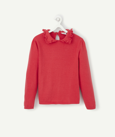Outlet radius - RED JUMPER WITH A HIGH FRILLY NECK