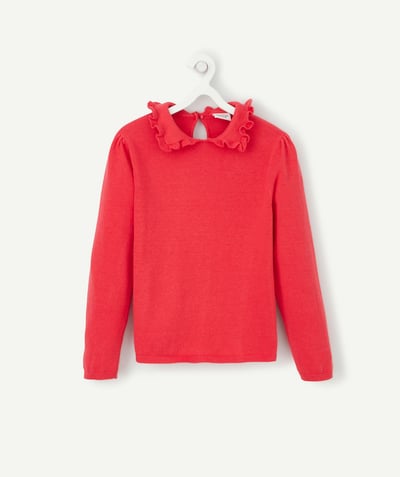 TOP radius - RED JUMPER WITH A HIGH FRILLY NECK